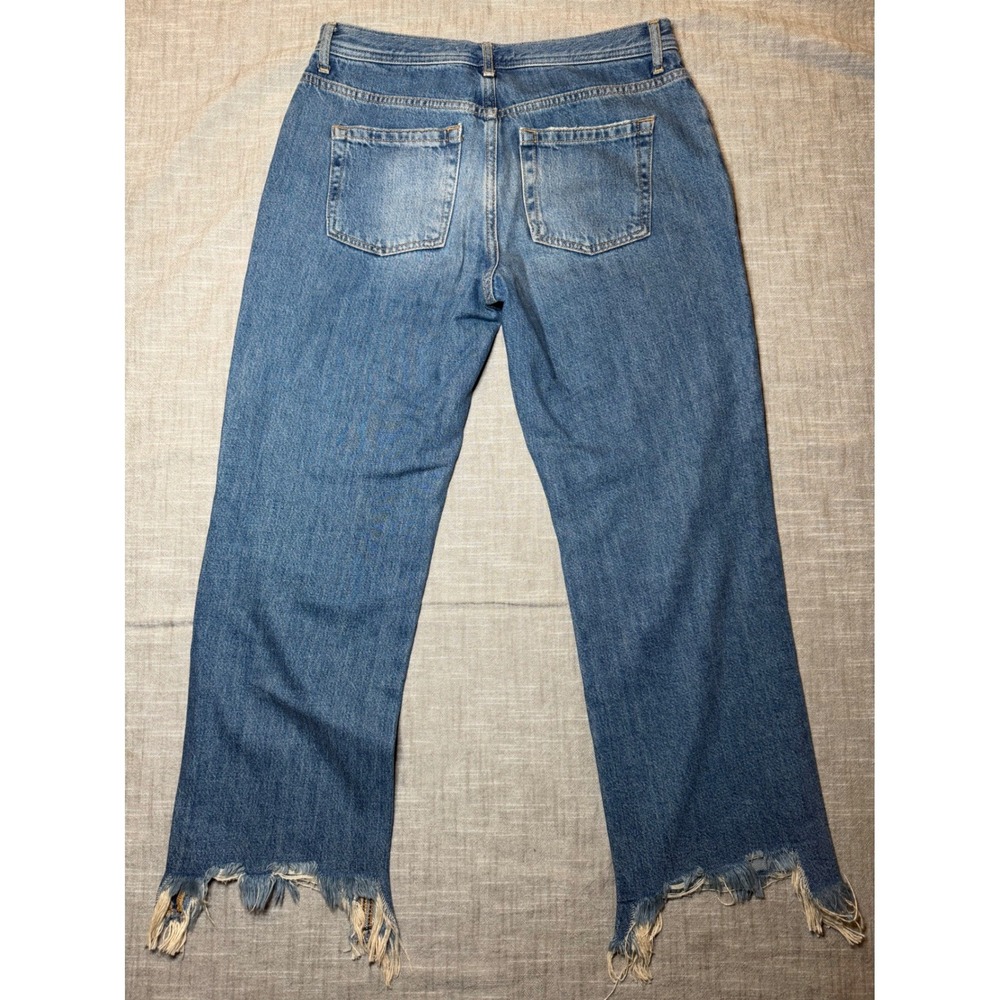 We The Free Free People Twenty Eight Jeans Blue High Rise Shredded Raw Hem 28 - Picture 4 of 13